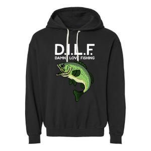 D.I.L.F Damn I Love Fishing Garment-Dyed Fleece Hoodie