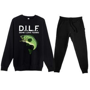 D.I.L.F Damn I Love Fishing Premium Crewneck Sweatsuit Set