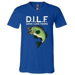 D.I.L.F Damn I Love Fishing V-Neck T-Shirt