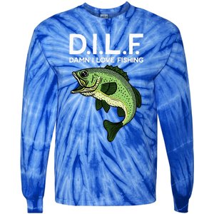 D.I.L.F Damn I Love Fishing Tie-Dye Long Sleeve Shirt