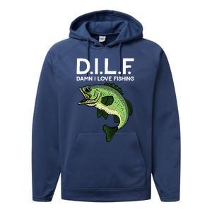 D.I.L.F Damn I Love Fishing Performance Fleece Hoodie