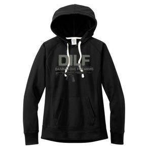 DILF Damn I Love Firearms Funny Women's Fleece Hoodie