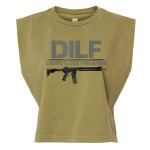 DILF Damn I Love Firearms Funny Garment-Dyed Women's Muscle Tee