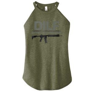 DILF Damn I Love Firearms Funny Women's Perfect Tri Rocker Tank