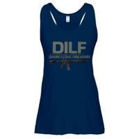 DILF Damn I Love Firearms Funny Ladies Essential Flowy Tank