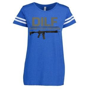 DILF Damn I Love Firearms Funny Enza Ladies Jersey Football T-Shirt