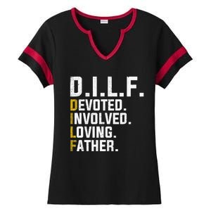 DILF Devoted Involved Loving Father D.I.L.F. Fathers Day Dad Ladies Halftime Notch Neck Tee