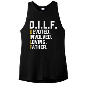 DILF Devoted Involved Loving Father D.I.L.F. Fathers Day Dad Ladies PosiCharge Tri-Blend Wicking Tank