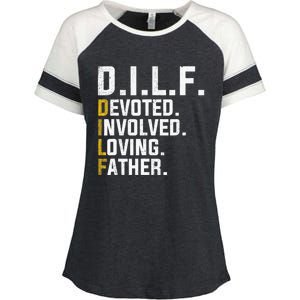 DILF Devoted Involved Loving Father D.I.L.F. Fathers Day Dad Enza Ladies Jersey Colorblock Tee