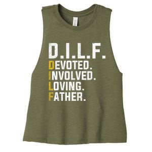 DILF Devoted Involved Loving Father D.I.L.F. Fathers Day Dad Women's Racerback Cropped Tank