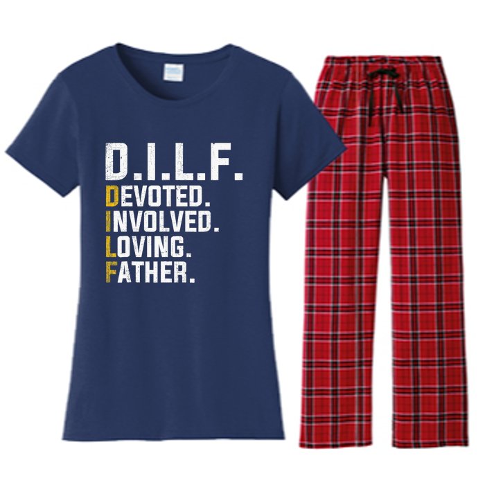 DILF Devoted Involved Loving Father D.I.L.F. Fathers Day Dad Women's Flannel Pajama Set