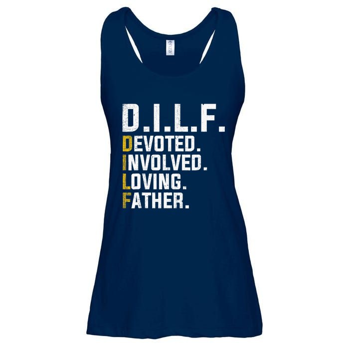 DILF Devoted Involved Loving Father D.I.L.F. Fathers Day Dad Ladies Essential Flowy Tank