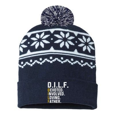 DILF Devoted Involved Loving Father D.I.L.F. Fathers Day Dad USA-Made Snowflake Beanie