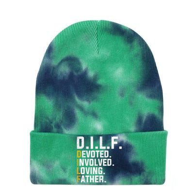 DILF Devoted Involved Loving Father D.I.L.F. Fathers Day Dad Tie Dye 12in Knit Beanie