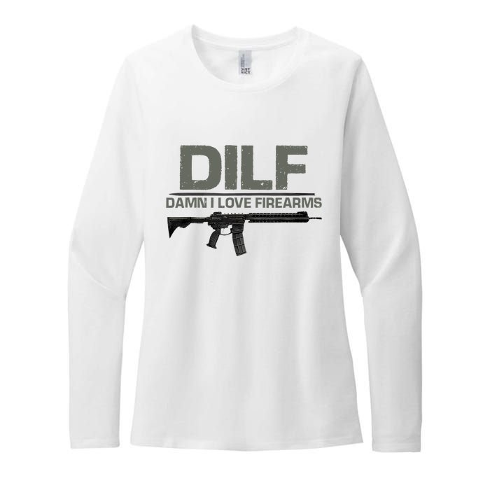 DILF Damn I Love Firearms Funny Womens CVC Long Sleeve Shirt