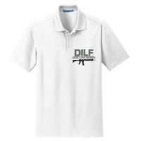 DILF Damn I Love Firearms Funny Dry Zone Grid Polo