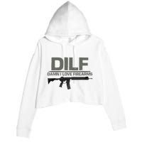 DILF Damn I Love Firearms Funny Crop Fleece Hoodie