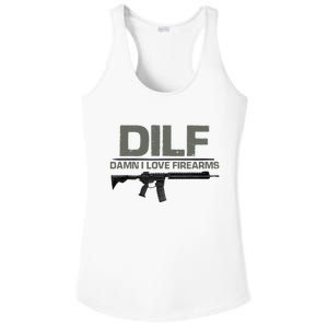 DILF Damn I Love Firearms Funny Ladies PosiCharge Competitor Racerback Tank