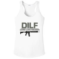 DILF Damn I Love Firearms Funny Ladies PosiCharge Competitor Racerback Tank