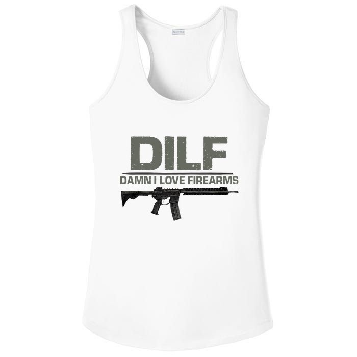 DILF Damn I Love Firearms Funny Ladies PosiCharge Competitor Racerback Tank