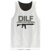 DILF Damn I Love Firearms Funny Mesh Reversible Basketball Jersey Tank