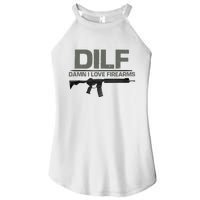 DILF Damn I Love Firearms Funny Women's Perfect Tri Rocker Tank