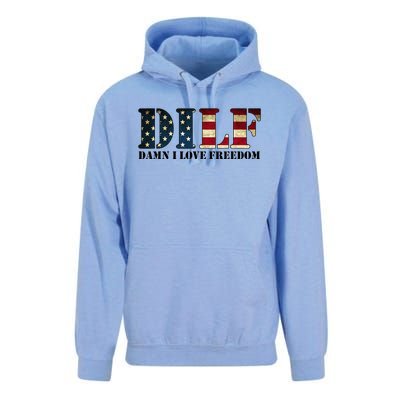 DILF Damn I Love Freedom Funny Patriotic USA Flag Unisex Surf Hoodie