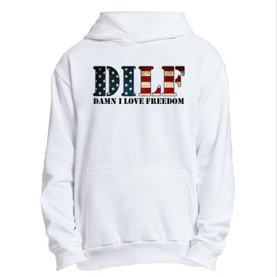 DILF Damn I Love Freedom Funny Patriotic USA Flag Urban Pullover Hoodie