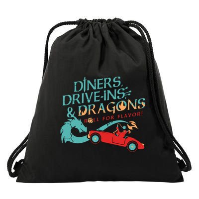 Diners Drive Ins And Dragons Roll For Flavor Drawstring Bag