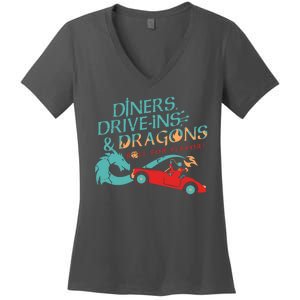 Diners Drive Ins And Dragons Roll For Flavor Women's V-Neck T-Shirt