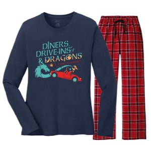 Diners Drive Ins And Dragons Roll For Flavor Women's Long Sleeve Flannel Pajama Set 