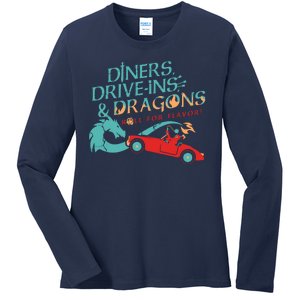 Diners Drive Ins And Dragons Roll For Flavor Ladies Long Sleeve Shirt