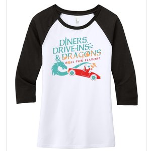 Diners Drive Ins And Dragons Roll For Flavor Women's Tri-Blend 3/4-Sleeve Raglan Shirt