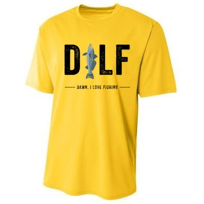 Dilf Damn I Love Fishing Retro Fisherman Funny Fishing Gift Performance Sprint T-Shirt