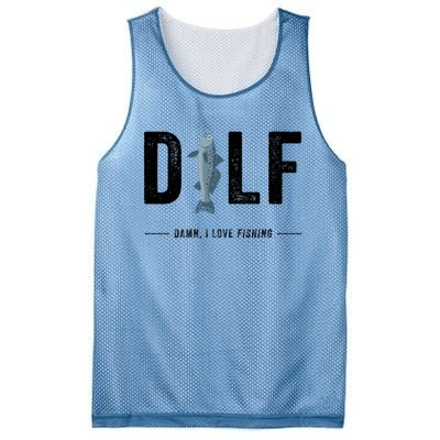 Dilf Damn I Love Fishing Retro Fisherman Funny Fishing Gift Mesh Reversible Basketball Jersey Tank