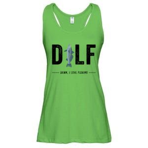 Dilf Damn I Love Fishing Retro Fisherman Funny Fishing Gift Ladies Essential Flowy Tank