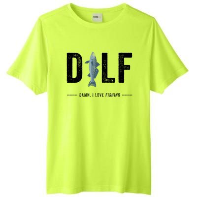 Dilf Damn I Love Fishing Retro Fisherman Funny Fishing Gift Tall Fusion ChromaSoft Performance T-Shirt