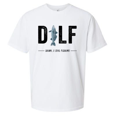 Dilf Damn I Love Fishing Retro Fisherman Funny Fishing Gift Sueded Cloud Jersey T-Shirt