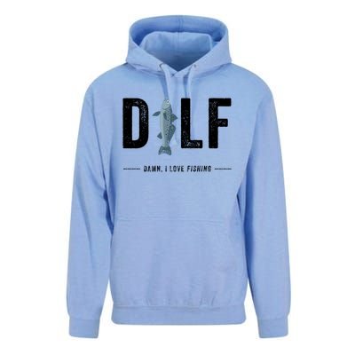 Dilf Damn I Love Fishing Retro Fisherman Funny Fishing Gift Unisex Surf Hoodie