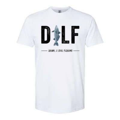 Dilf Damn I Love Fishing Retro Fisherman Funny Fishing Gift Softstyle CVC T-Shirt