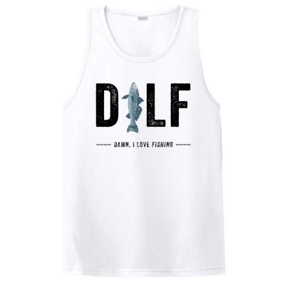 Dilf Damn I Love Fishing Retro Fisherman Funny Fishing Gift PosiCharge Competitor Tank