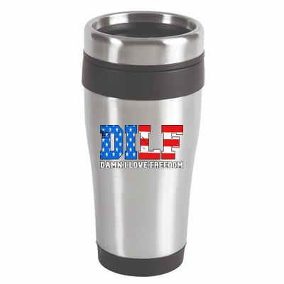 Dilf Damn I Love Freedom 16oz Travel Tumbler
