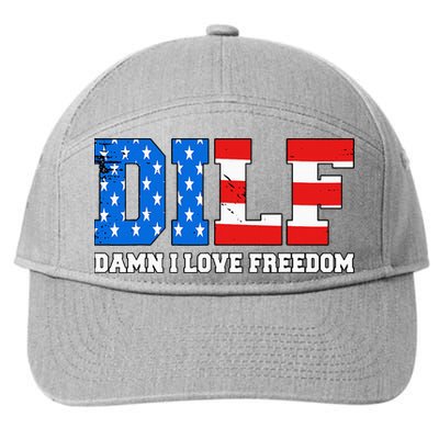 Dilf Damn I Love Freedom 7-Panel Snapback Hat