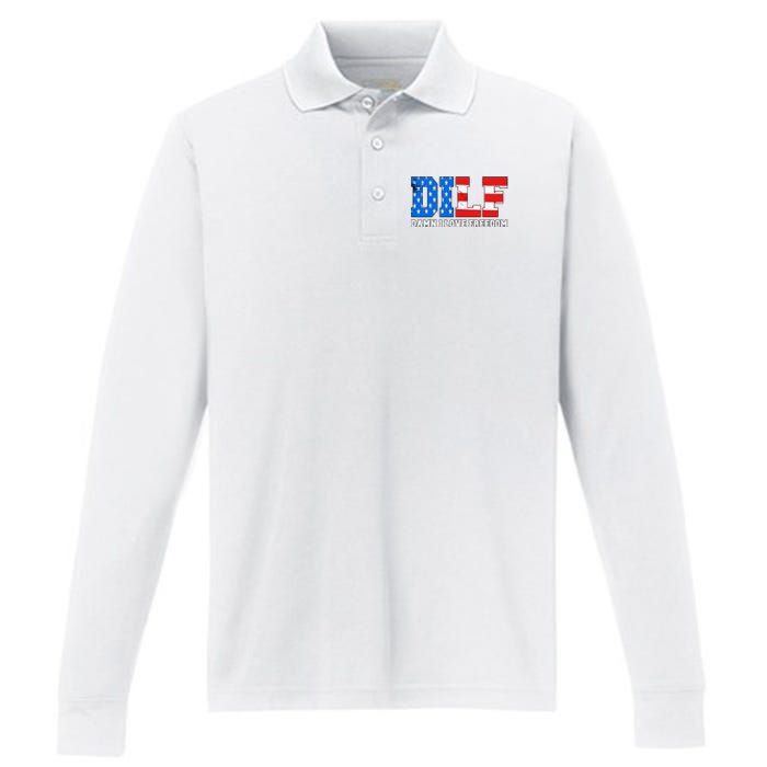 Dilf Damn I Love Freedom Performance Long Sleeve Polo