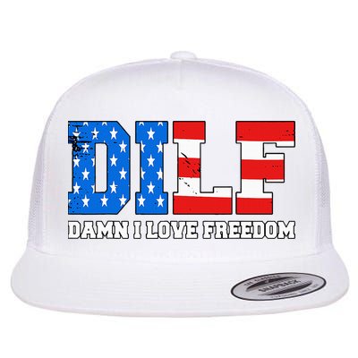 Dilf Damn I Love Freedom Flat Bill Trucker Hat