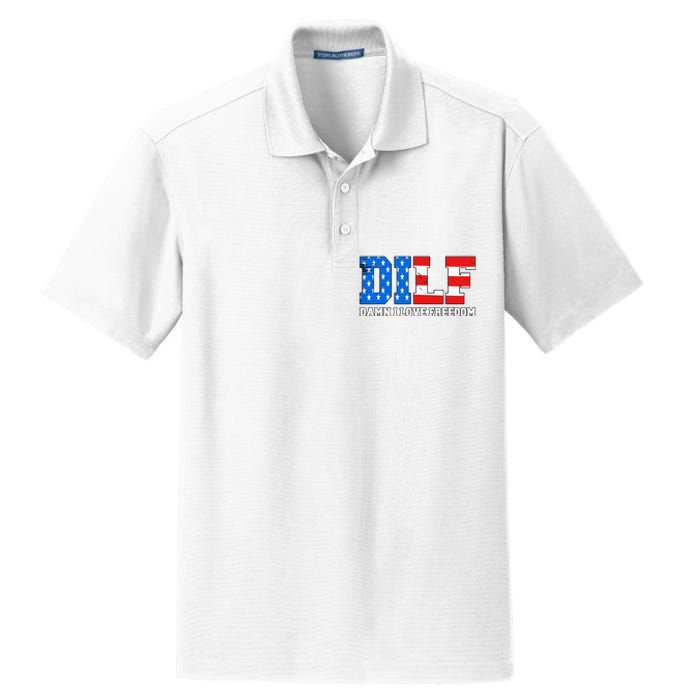 Dilf Damn I Love Freedom Dry Zone Grid Polo