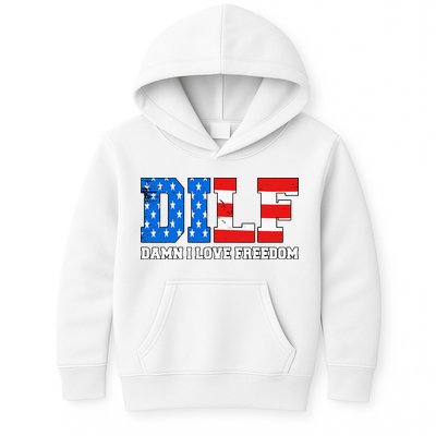 Dilf Damn I Love Freedom Kids Hoodie