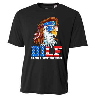 Dilf Damn I Love Freedom Eagle Patriotic Cooling Performance Crew T-Shirt