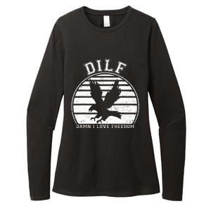 Dilf Damn I Love Freedom Eagle Funny Patriotic Womens CVC Long Sleeve Shirt