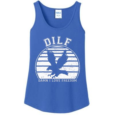 Dilf Damn I Love Freedom Eagle Funny Patriotic Ladies Essential Tank